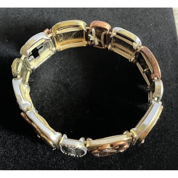 Mixed Metal Spiritual Faith Hope Love Hearts Christian Stretch Bracelet 8" - Picture 7 of 9